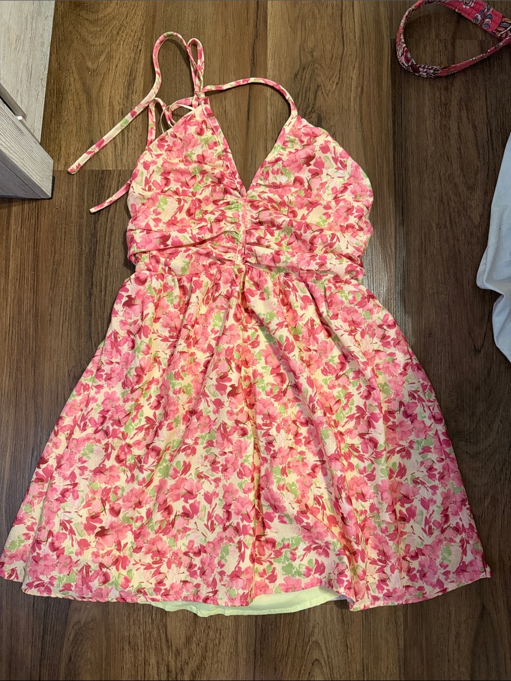 Pink Floral Halter Dress